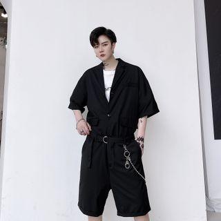 Elbow-sleeve Wide-leg Jumper Shorts