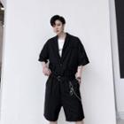 Elbow-sleeve Wide-leg Jumper Shorts