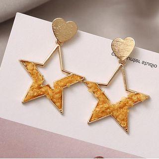 Alloy Heart & Shearling Star Dangle Earring