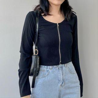 Zip-up Long-sleeve Top