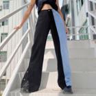 High Waist Two-tone Baggy Jeans