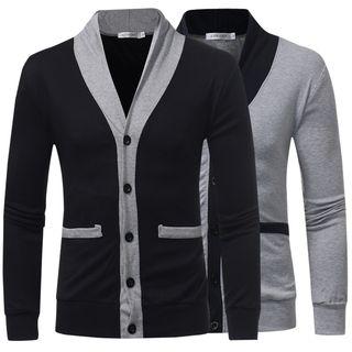 V-neck Contrast Trim Cardigan