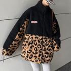 Couple Matching Leopard Print Fleece Zip Jacket