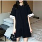 Mock Two-piece Loose-fit T-shirt Black - One Size