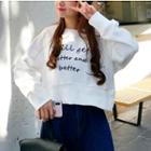 Cropped Lettering Embroidered Sweatshirt