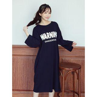 Lettering Cotton Midi T-shirt Dress