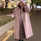 Collared Single-breasted Midi Coat / Long-sleeve Floral Print Midi A-line Dress