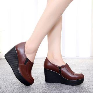 Genuine-leather Wedge Shoe Boots