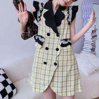 Sleeveless Ruffled Plaid Mini Dress