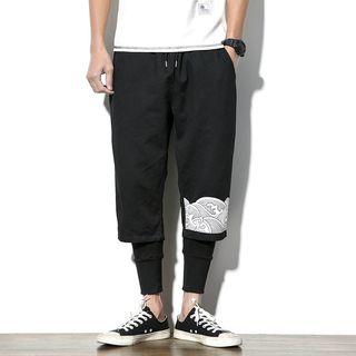 Mock Two-piece Print Pants