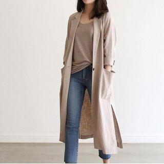 Linen Single-button Slit Coat