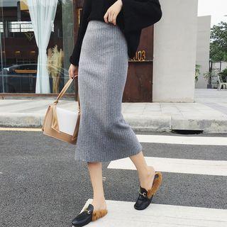 Slit Pencil Knit Skirt