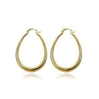 Simple Plated Gold Oval Earrings Golden - One Size