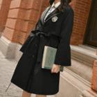 Mock Two-piece Tie-waist Coat