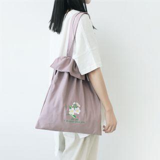 Flower Print Cotton Tote Bag