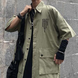 Short-sleeve Lettering Cargo Shirt