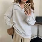Zip Lapel Lettering Sweatshirt
