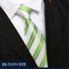 Genuine Silk Striped Neck Tie Zsld014 - Green & White - One Size