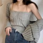 Plain Knit Camisole Top / Cropped Cardigan