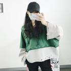 Ripped Color Panel Hoodie