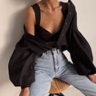 Puff Sleeve V-neck Loose-fit Shirt