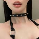 Studded Faux Leather Choker Black - One Size