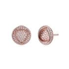 Sterling Silver Plated Rose Gold Brilliant Geometric Round Cubic Zirconia Stud Earrings Rose Gold - One Size