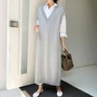 Sleeveless Knit Midi Dress / Plain Shirt