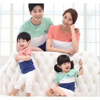 Family Matching Color Panel Short Sleeve T-shirt