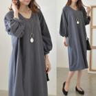V-neck Puff-sleeve Pullover Dress