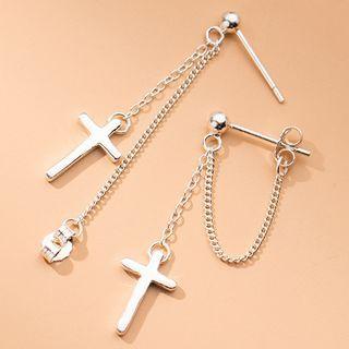 Chain Cross Drop Earring