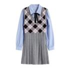 Sleeveless Pleated Mini A-line Sweater Dress / Shirt