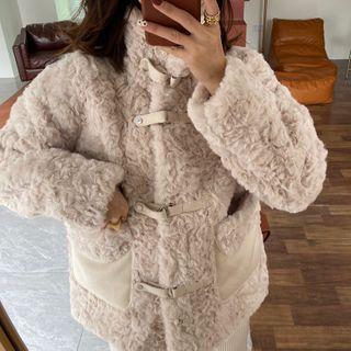 Fluffy Fleece Buckled Coat