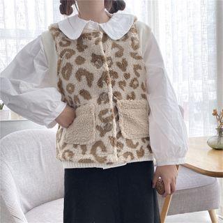 Leopard Print Button Vest Leopard - One Size