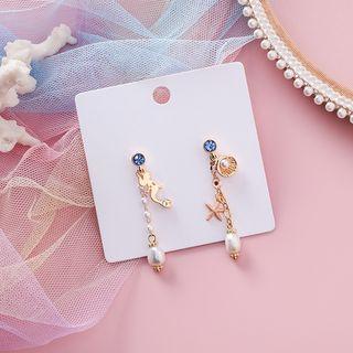 Faux Pearl Alloy Mermaid Dangle Earring 1 Pair - As Shown In Figure - One Size