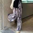 Wide Leg Pants Tie Dye - Black & White - One Size