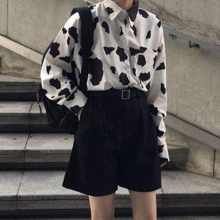Printed Shirt / High Waist Shorts / Belt