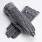 Lace Trim Wool Panel Gloves