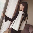Set : Bell-sleeve Top + Bow Vest