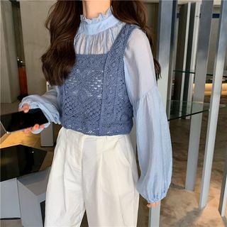 Knit Vest / Mock Neck Blouse