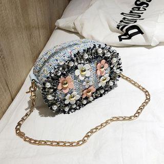 Flower Tweed Crossbody Bag