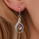 Rhinestone Teardrop Dangle Earring 11442 - 01 - Platinum - One Size