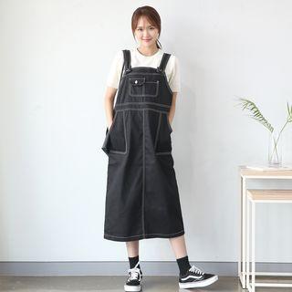 Stitched Denim Midi Jumper Dress
