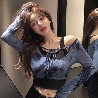 Cropped Tank Top / Dye Print Long-sleeve T-shirt
