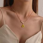 Alloy Flower Pendant Necklace Gold - One Size