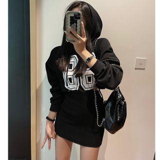 Printed Hooded Mini Pullover Dress