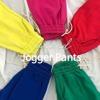 Vivid-color Cotton Jogger Pants