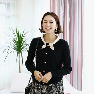 Bow-neck Button-through Sweater