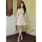 3/4-sleeve Flared Trench Dress