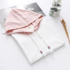 Short-sleeve Hooded Color Block T-shirt White - One Size